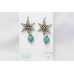 Earrings Silver 925 Sterling Dangle Drop Women Turquoise Gem Stone Handmade C753